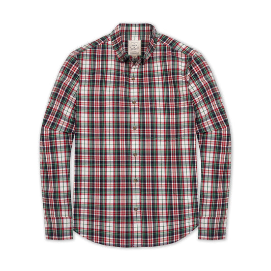 Men's Organic Stretch Poplin Shirt - Holiday Tartan