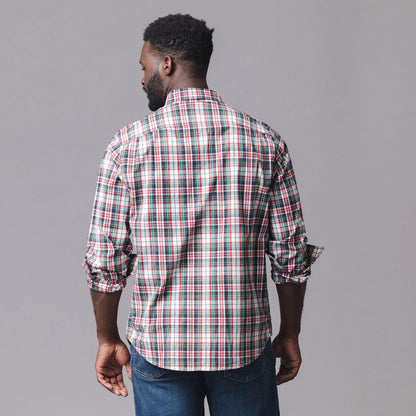 Men's Organic Stretch Poplin Shirt - Holiday Tartan