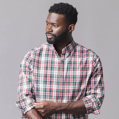 Men's Organic Stretch Poplin Shirt - Holiday Tartan