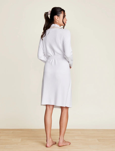 CozyChic Ultra Lite Tipped Ribbed Short Robe - Sea Salt/Shell