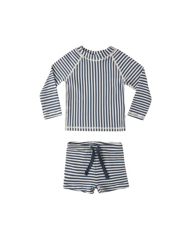 Boys Rashguard Set - Navy Stripe
