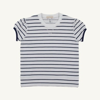Cassidy Comfy Crewneck Puff Sleeve - Navy Stripe
