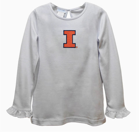 Illinois Fighting Illini Embroidered Knit long Sleeve Blouse - White