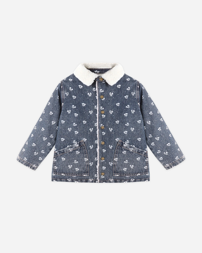Long Chore Coat - Ditsy Floral Heart