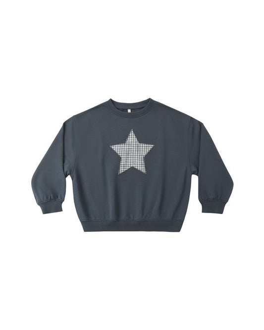 Pier Sweatshirt - Navy Gingham Star