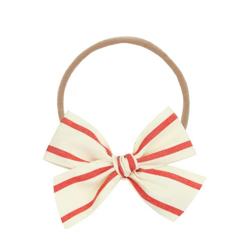Ribbon Bow - Red Stripe Headband & Clip