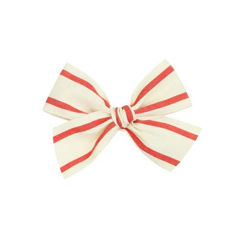 Ribbon Bow - Red Stripe Headband & Clip