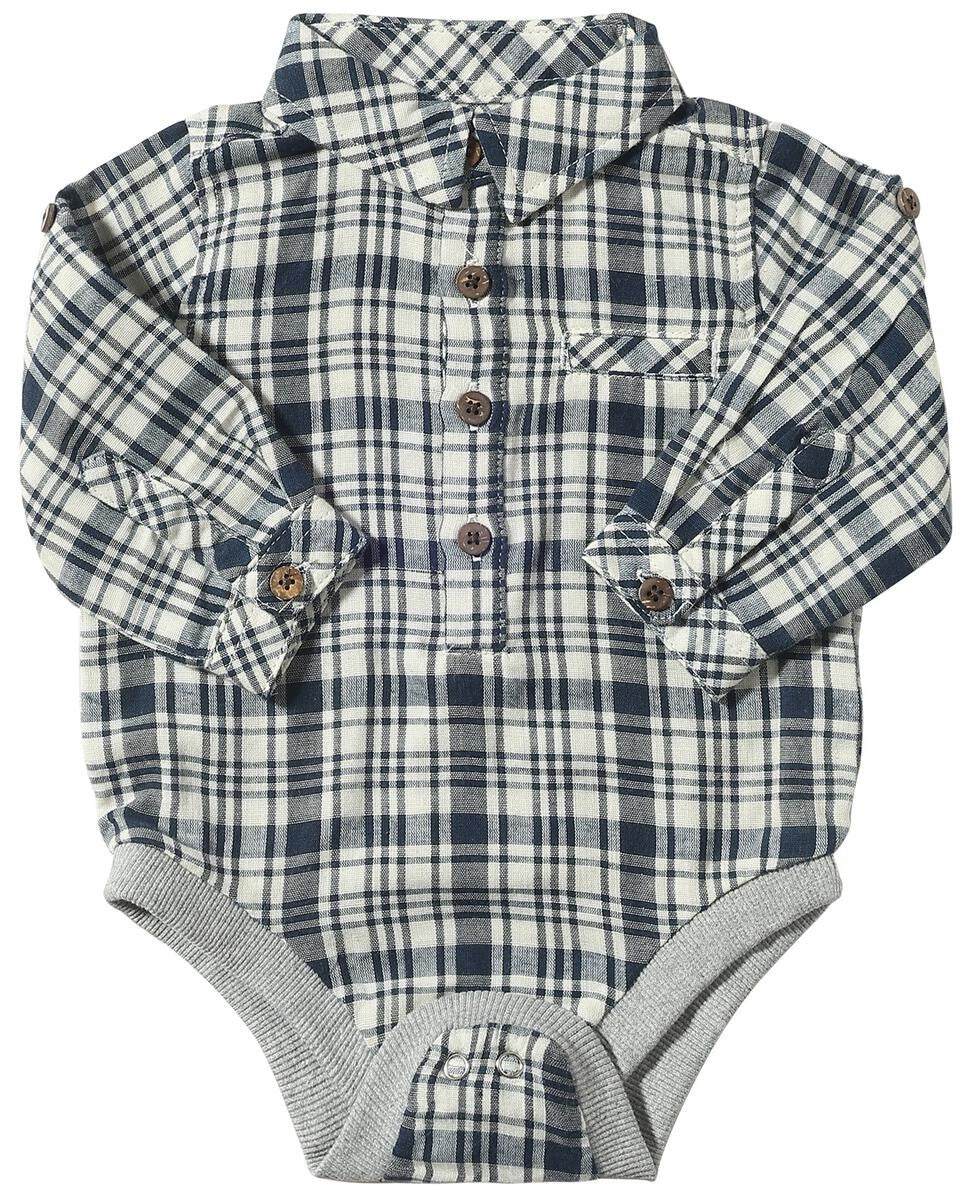 Jasper Woven Onesie - Navy Plaid