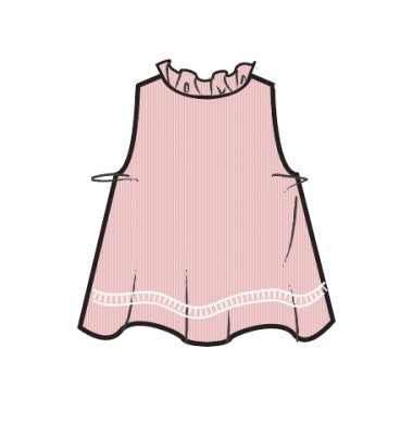 Organic Ruffle Neck Seersucker Top