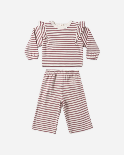 Ruffle Cozy Set - Mulberry Stripe