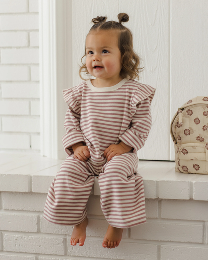 Ruffle Cozy Set - Mulberry Stripe