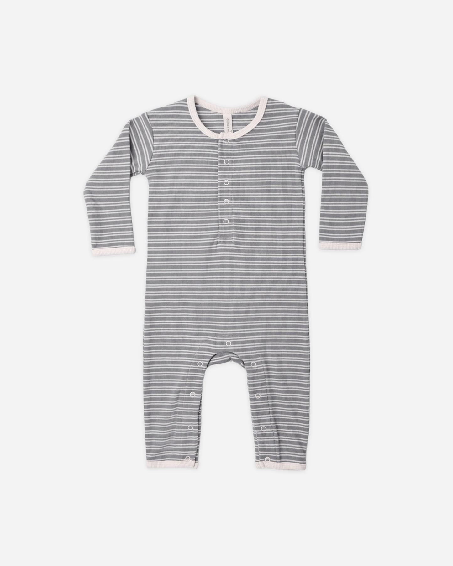 Ribbed Baby Jumpsuit - Slate Microstripe