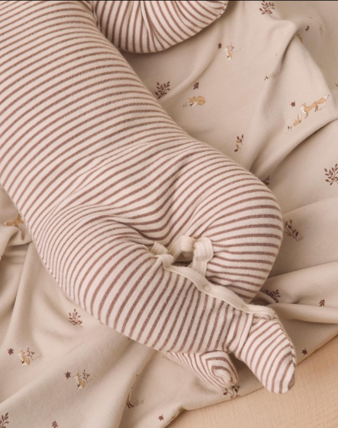 Baby Footie Cocoa Microstripe