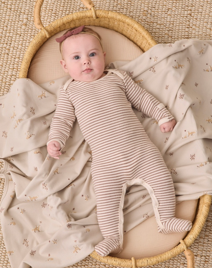 Baby Footie Cocoa Microstripe