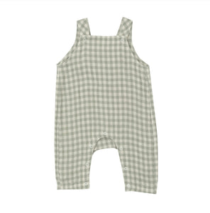 Mini Green Gingham Overalls