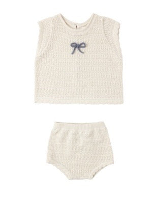 Scallop Knit Baby Set - Natural
