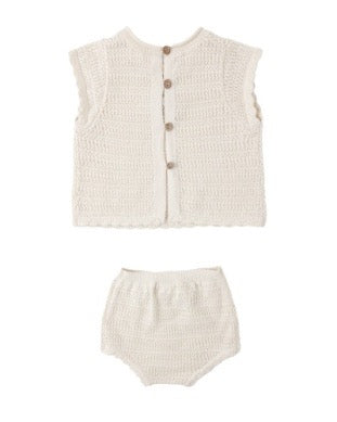 Scallop Knit Baby Set - Natural
