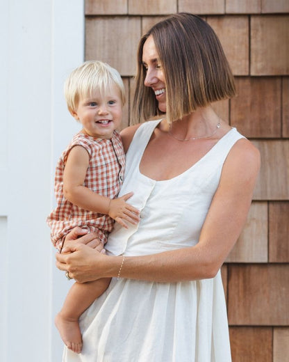 Mavrick Romper - Poppy Gingham