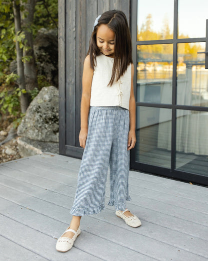 Wide Leg Pant - Marine Gingham