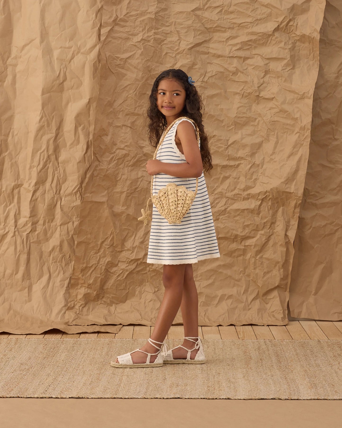 Crochet Tank Mini Dress - Marine Stripe