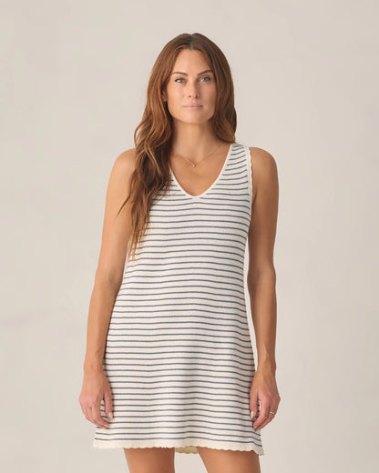 Women's Crochet Tank Mini Dress - Marine Stripe