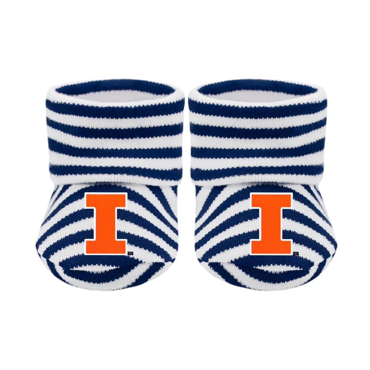 Illinois Fighting Illini Newborn Striped Booties : Navy / Newborn