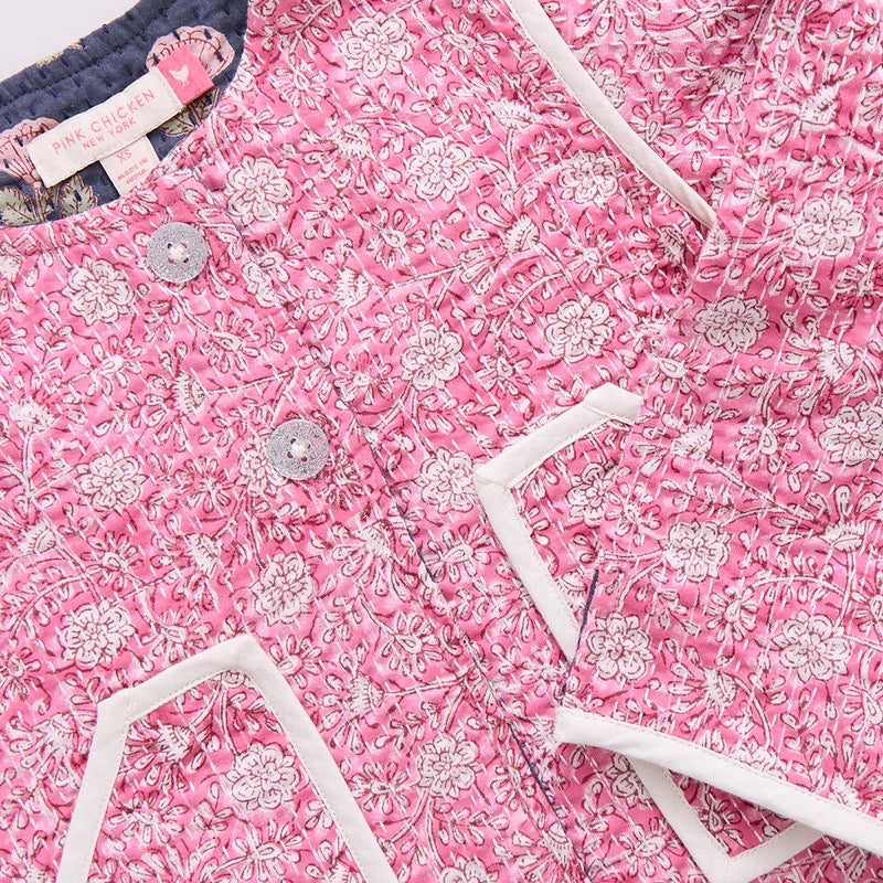 Quilted Jacket - Pink Garden Floral