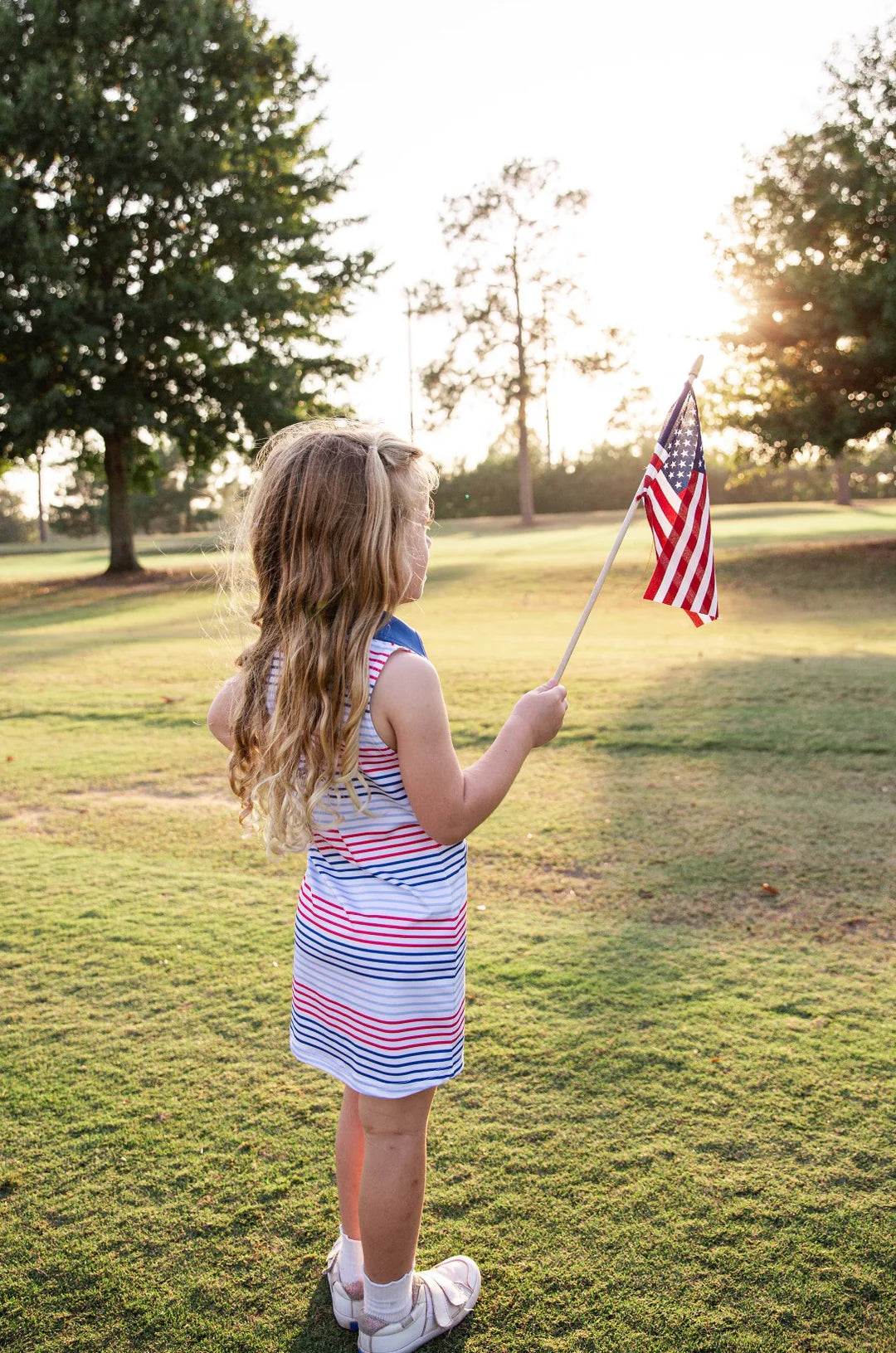 Sleeveless Polo Dress - American Stripe