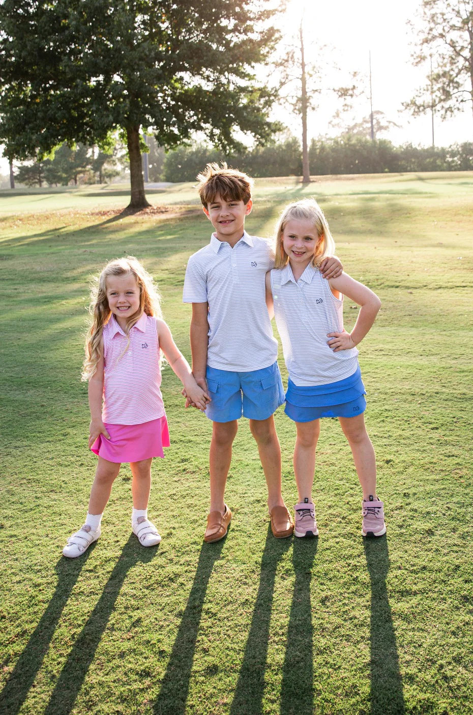 Sleeveless Polo Shirt - Blue/White Stripes
