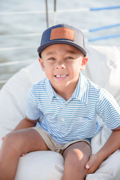 Saltwater Boys Co. Leather Logo Hat - Navy