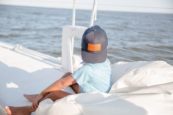 Saltwater Boys Co. Leather Logo Hat - Navy