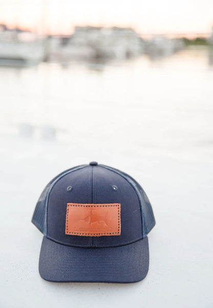 Saltwater Boys Co. Leather Logo Hat - Navy