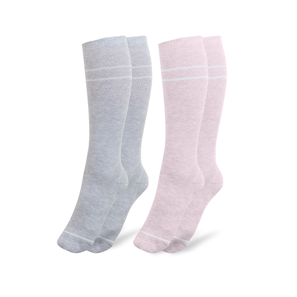 Kindred Bravely - Maternity & Postpartum Compression Socks 2 Pack: Pink & Grey Heather / Regular Calf