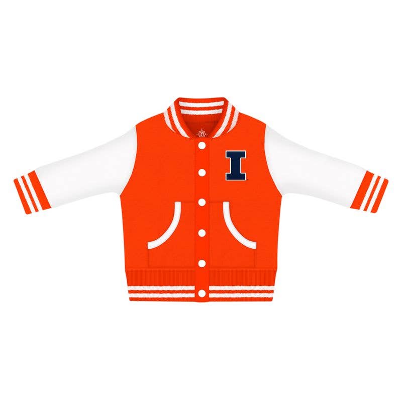 Illinois Fighting Illini Kid's Varsity Jacket : Orange