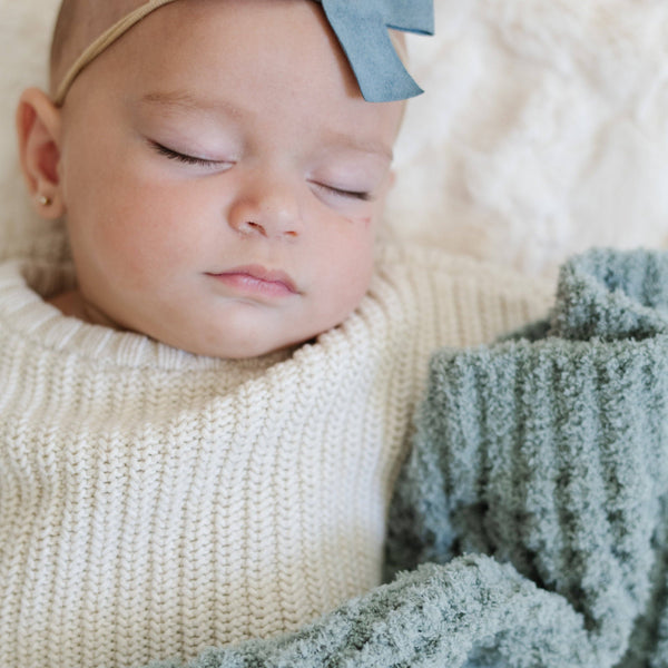 Waffle Knit Mini Blanket - Rosette