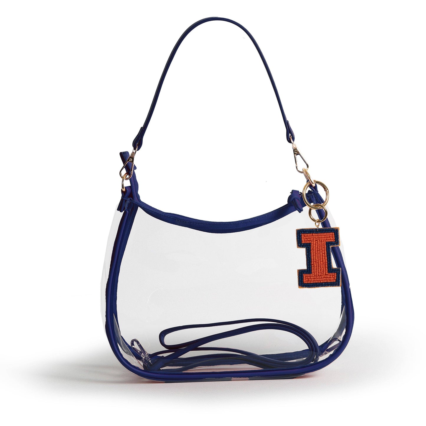 Clear Purse with Beaded Charm – Illinois Fighting Illini