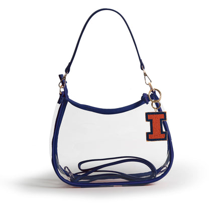 Clear Purse with Beaded Charm – Illinois Fighting Illini