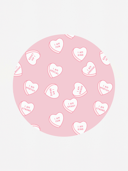 Valentine's Day Affirmation Heart Zip Pajamas- Pink