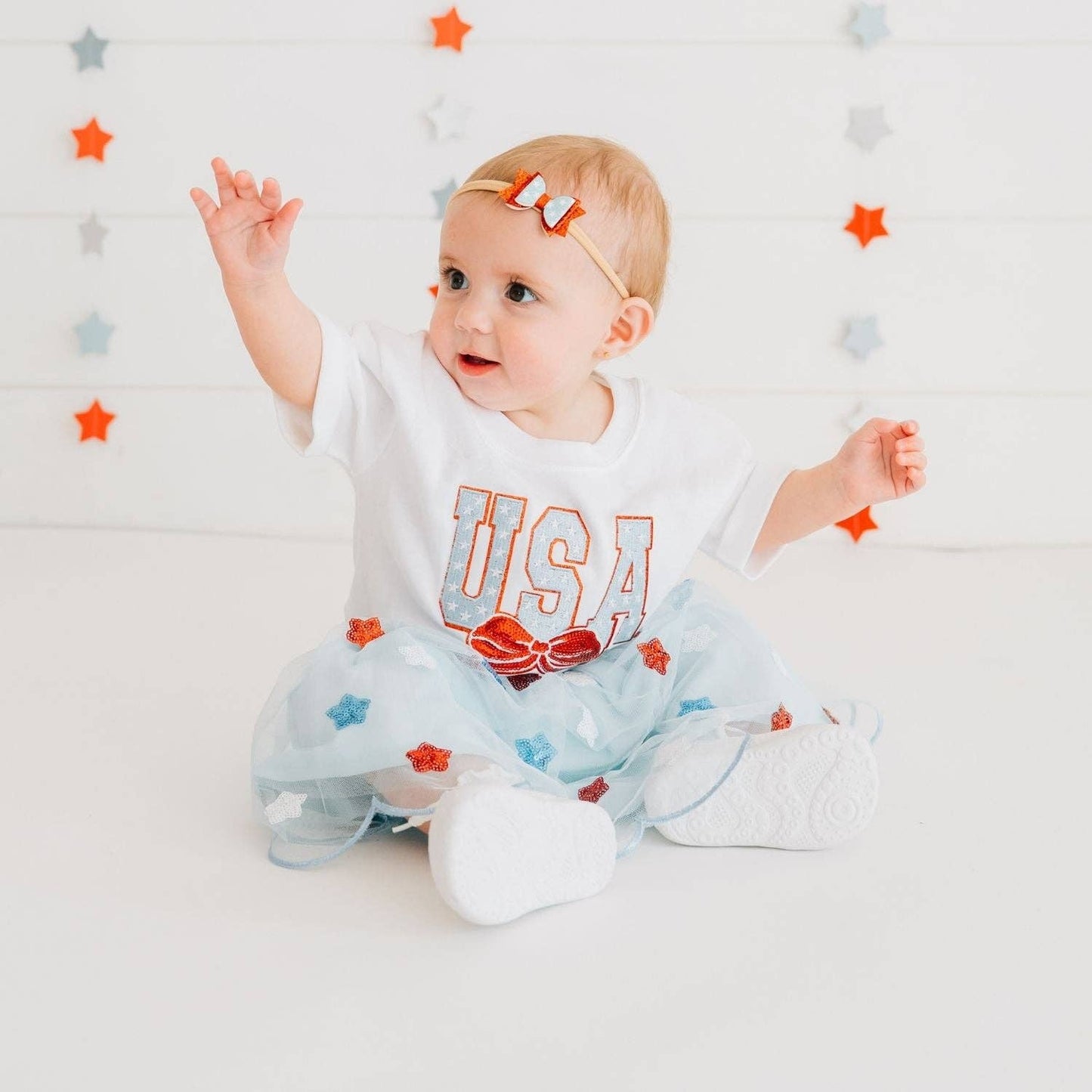USA Stars & Bow Patch Short Sleeve Bubble
