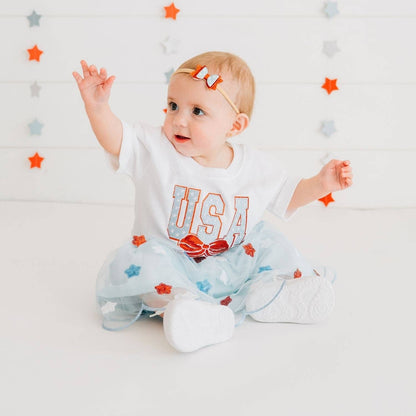 USA Stars & Bow Patch Short Sleeve Bubble
