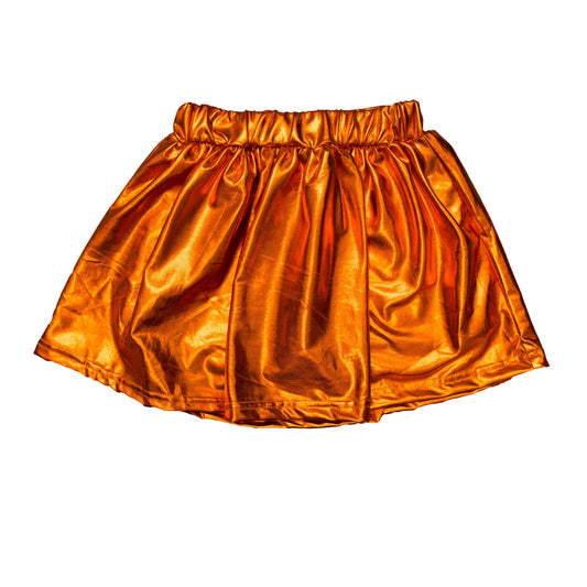 Girls Orange Metallic Skort