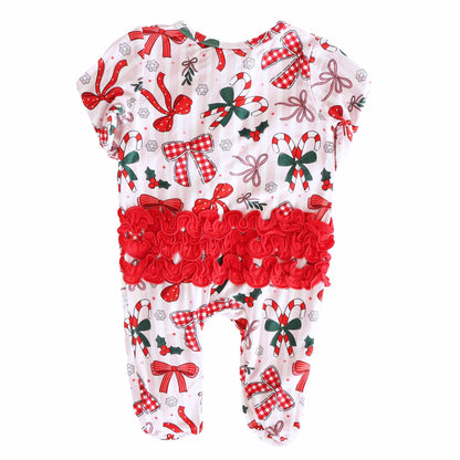 Christmas Bamboo Zipper Footies - Bow What Fun