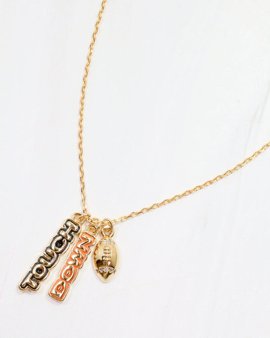 Enamel Touch Down Charm Necklace - Navy & Orange