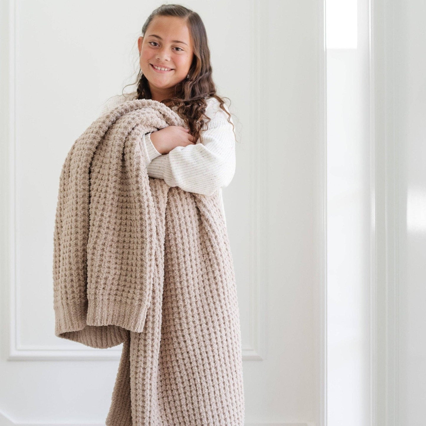 Waffle Knit Toddler Blanket: Wheat
