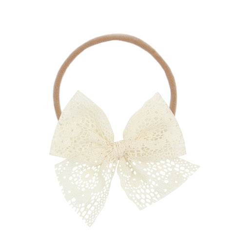 Ivory Floral Lace Bow