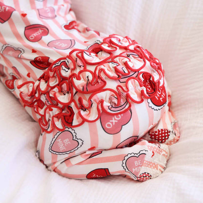Sweet Like Candy Ruffle Zipper Footie - Pink