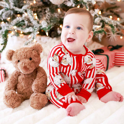 Christmas Bamboo Convertible Zip Rompers - Santa Claus Lane
