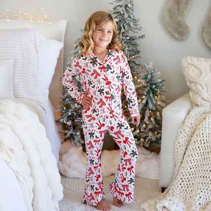 Girl's Two Piece Flare Lounge Set | Bow What Fun