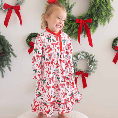 Long Sleeve Princess Ruffle Nightgown - Bow What Fun