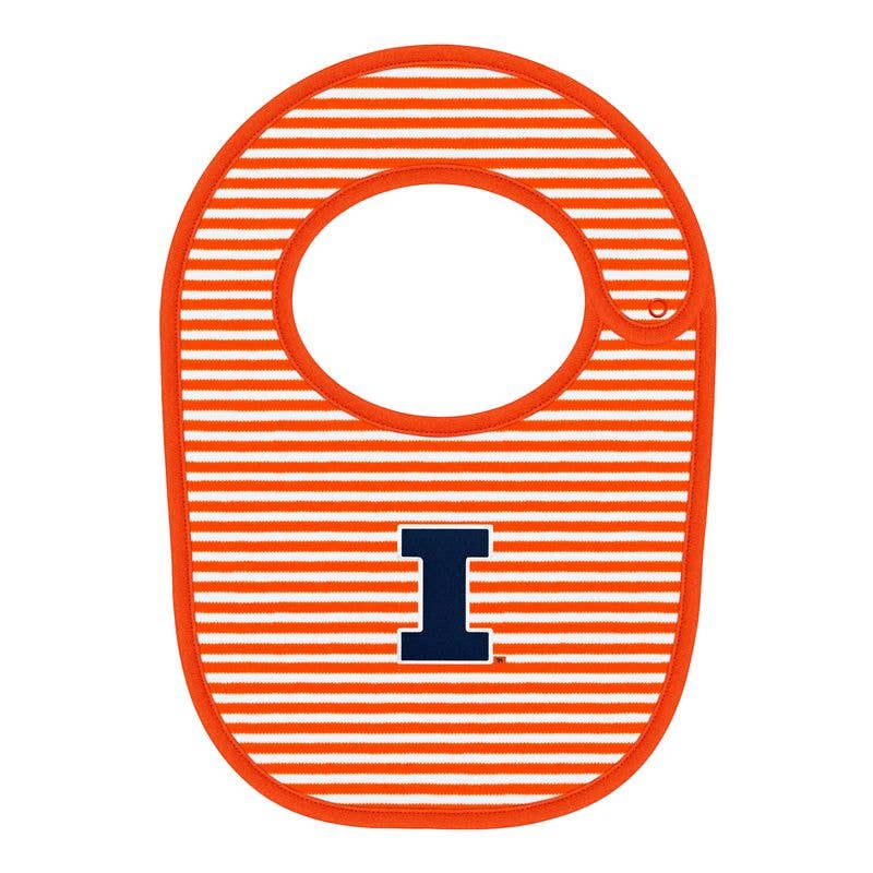 Illinois Fighting Illini Striped Newborn Bib : Orange